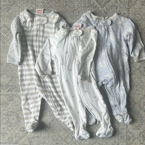 Cat & Jack newborn sleepers Cozy Kids One Piece Set - Gray, White, Cream